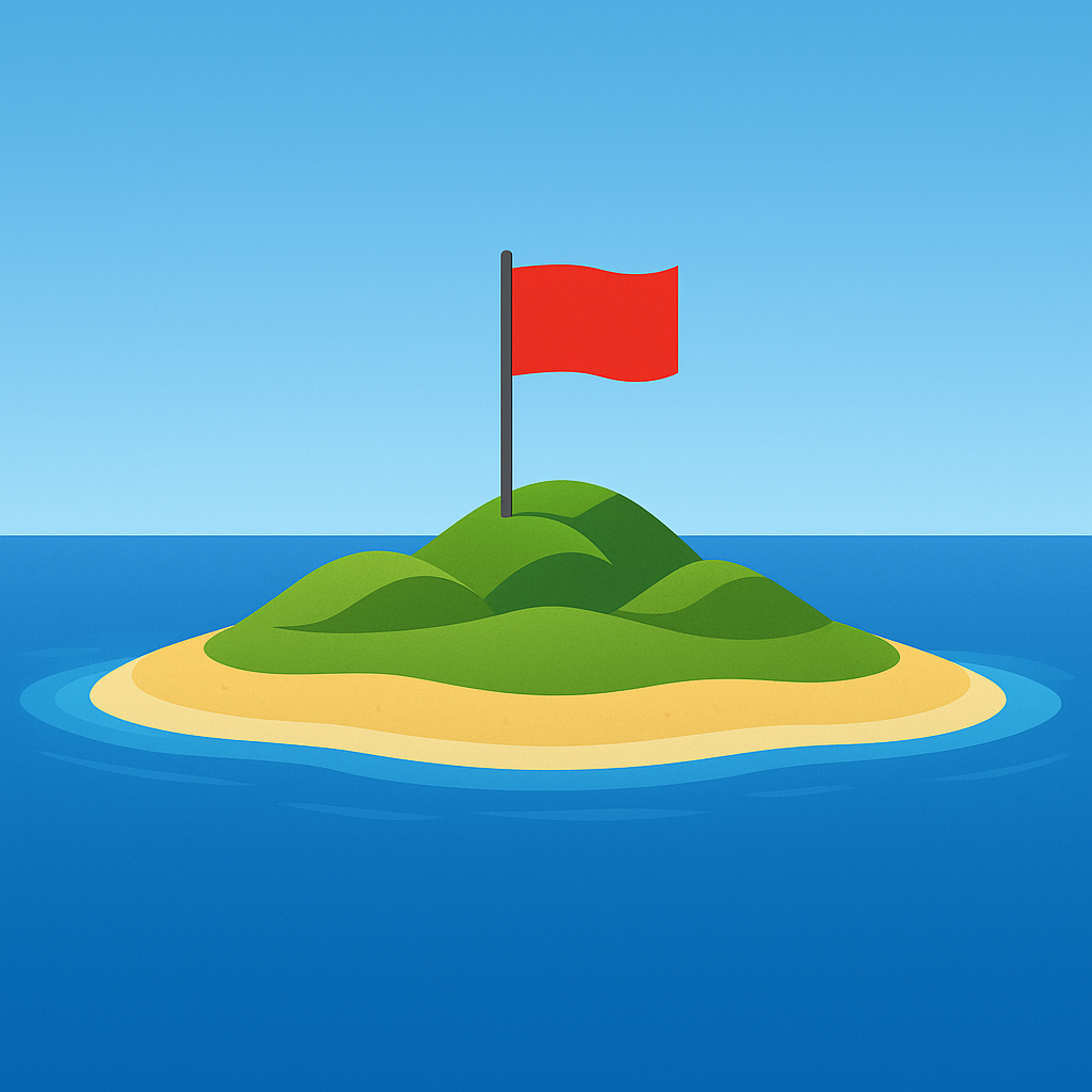 Insel mit roter Fahne